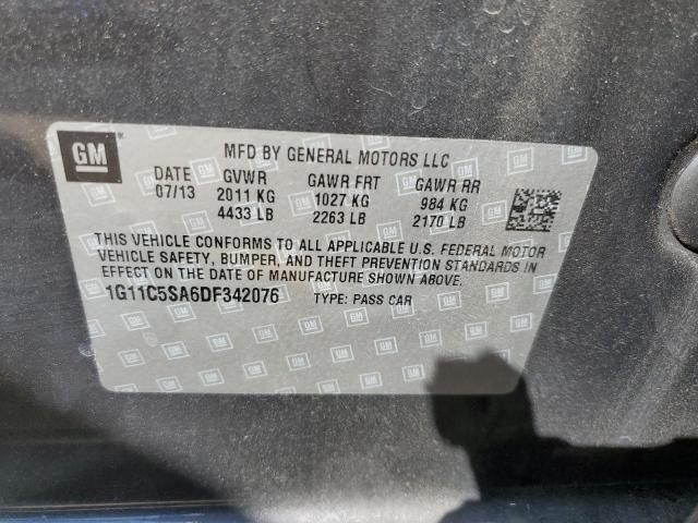 1G11C5SA6DF342076 - 2013 CHEVROLET MALIBU 1LT ნაცრისფერი ფოტო 12