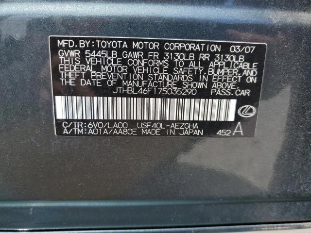 JTHBL46F175035290 - 2007 LEXUS LS 460 TEAL photo 13