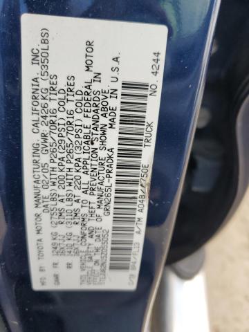 5TEJU62N15Z055052 - 2005 TOYOTA TACOMA DOUBLE CAB PRERUNNER BLUE photo 12