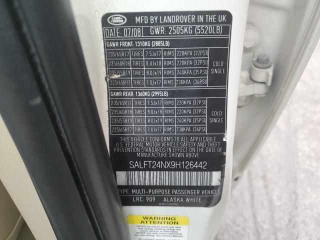 SALFT24NX9H126442 - 2009 LAND ROVER LR2 HSE TECHNOLOGY WHITE photo 13