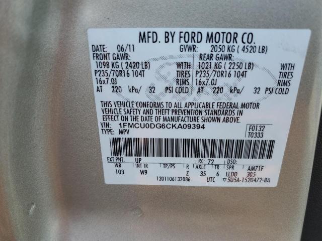 1FMCU0DG6CKA09394 - 2012 FORD ESCAPE XLT TAN photo 13