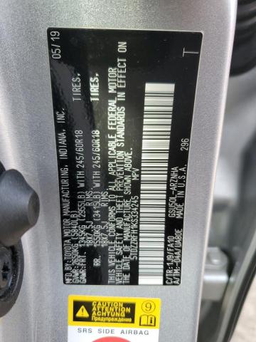 5TDZZRFH1KS334245 - 2019 TOYOTA HIGHLANDER LE SILVER photo 13