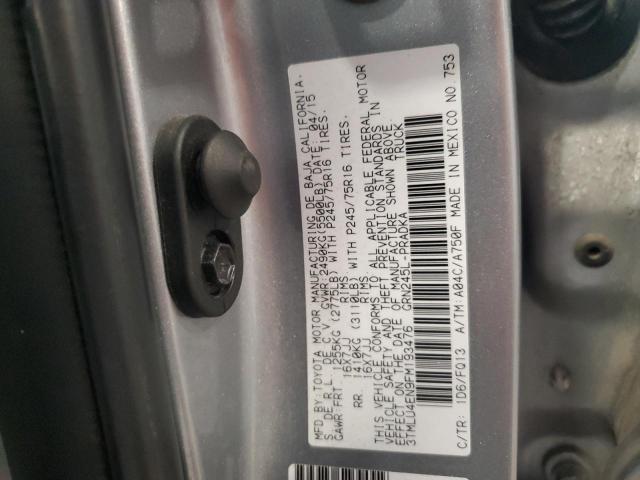 3TMLU4EN9FM193476 - 2015 TOYOTA TACOMA DOUBLE CAB 银色 照片 12