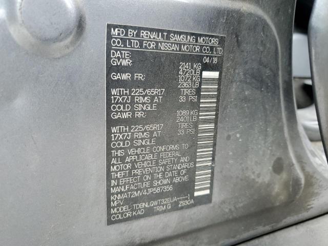 KNMAT2MV4JP587356 - 2018 NISSAN ROGUE S 银色 照片 14