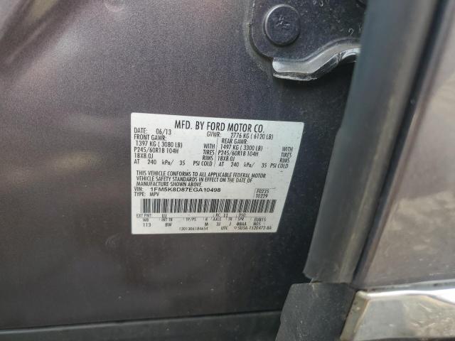 1FM5K8D87EGA10498 - 2014 FORD EXPLORER XLT GRAY photo 13