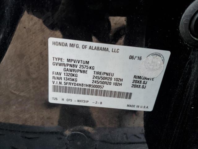5FRYD4H81HB500057 - 2017 ACURA MDX ADVANCE BLACK photo 13