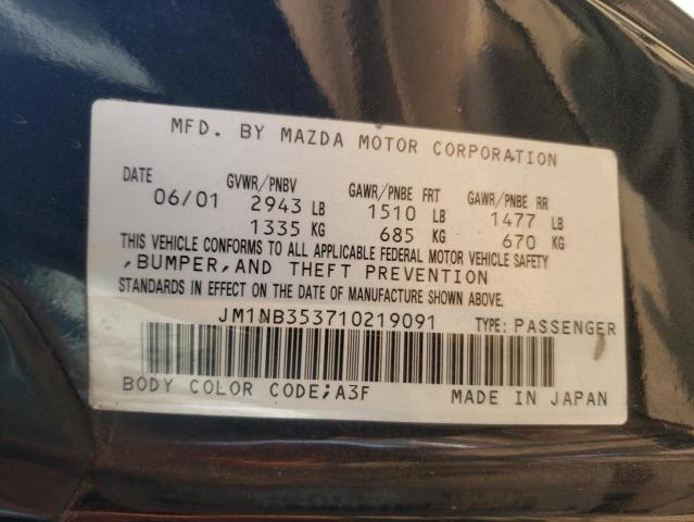 JM1NB353710219091 - 2001 MAZDA MX-5 MIATA BASE BLACK photo 12