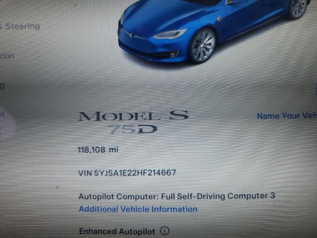 5YJSA1E22HF214667 - 2017 TESLA MODEL S Mavi foto 9