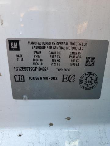 1G1ZE5ST9GF194024 - 2016 CHEVROLET MALIBU LT თეთრი ფოტო 12