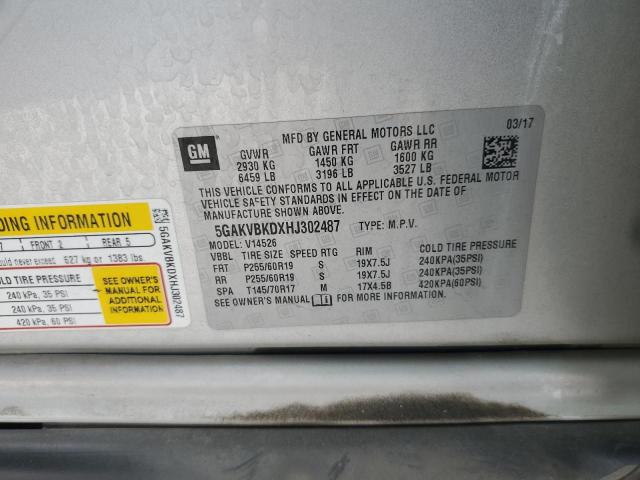 5GAKVBKDXHJ302487 - 2017 BUICK ENCLAVE SILVER photo 14