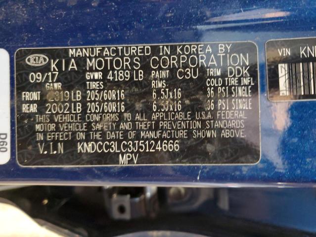 KNDCC3LC3J5124666 - 2018 KIA NIRO EX BLUE photo 12