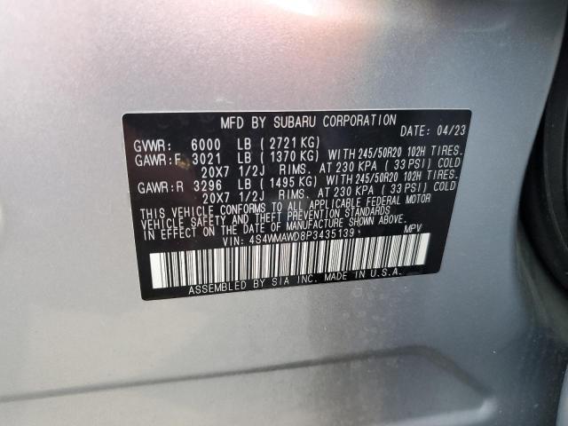 4S4WMAWD8P3435139 - 2023 SUBARU ASCENT TOURING ვერცხლისფერი ფოტო 14