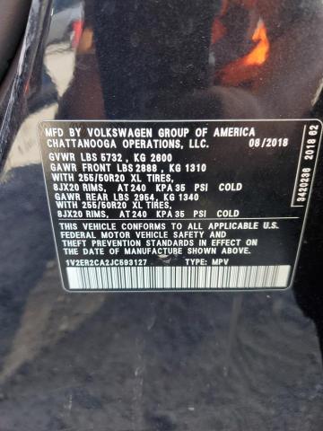 1V2ER2CA2JC593127 - 2018 VOLKSWAGEN ATLAS SEL Negro foto 13