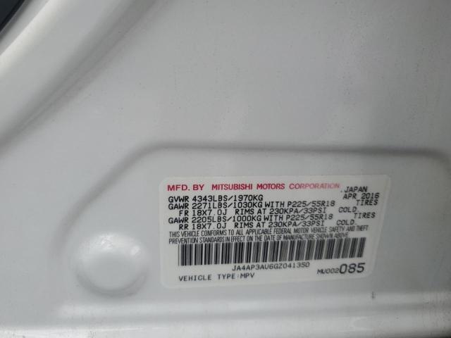 JA4AP3AU6GZ041350 - 2016 MITSUBISHI OUTLANDER SPORT ES WHITE photo 13