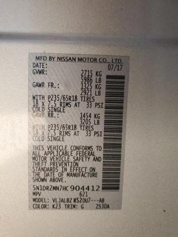 5N1DR2MN7HC904412 - 2017 NISSAN PATHFINDER S SILVER photo 13