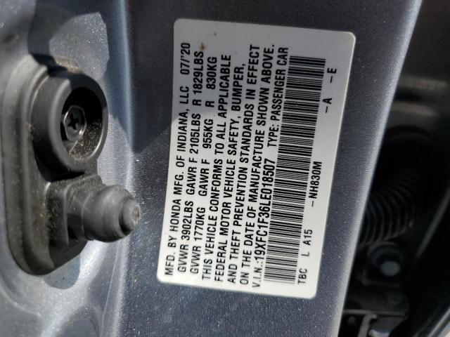 19XFC1F36LE018507 - 2020 HONDA CIVIC EX 银色 照片 12