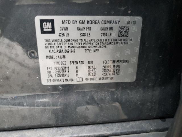 KL4CJASB4JB621742 - 2018 BUICK ENCORE PREFERRED GRAY photo 14