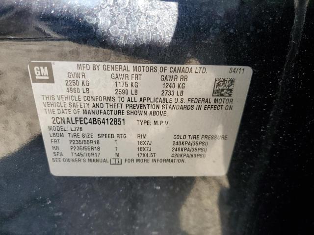 2CNALFEC4B6412851 - 2011 CHEVROLET EQUINOX LTZ CHARCOAL photo 14