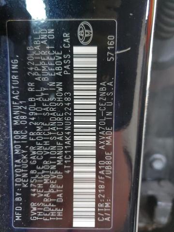 4T1C11AK4NU622483 - 2022 TOYOTA CAMRY LE Schwarz Foto 13