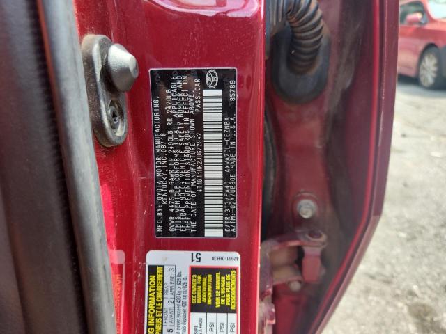 4T1B11HK2JU672942 - 2018 TOYOTA CAMRY L BURGUNDY photo 12