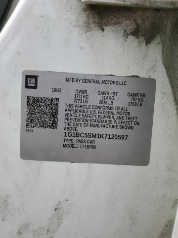 1G1BC5SM1K7120597 - 2019 CHEVROLET CRUZE LS WHITE photo 12