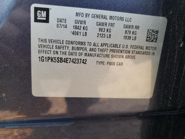 1G1PK5SB4E7423742 - 2014 CHEVROLET CRUZE LT BLUE photo 12