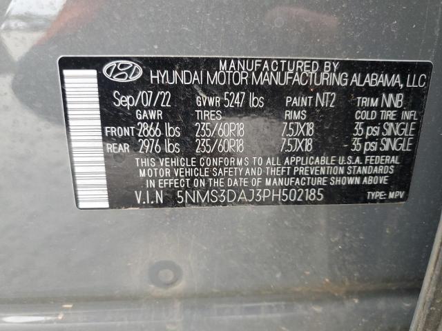 5NMS3DAJ3PH502185 - 2023 HYUNDAI SANTA FE SEL PREMIUM GRAY photo 14