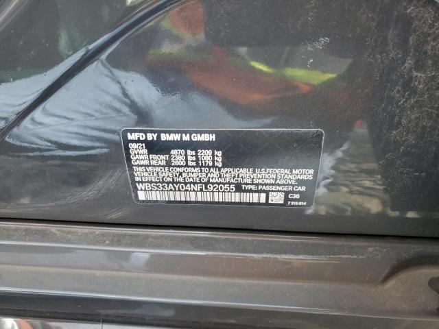 WBS33AY04NFL92055 - 2022 BMW M3 COMPETITION GRAY photo 12