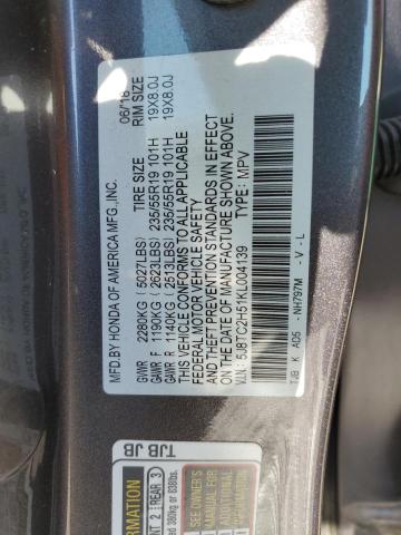 5J8TC2H51KL004139 - 2019 ACURA RDX TECHNOLOGY CHARCOAL photo 14
