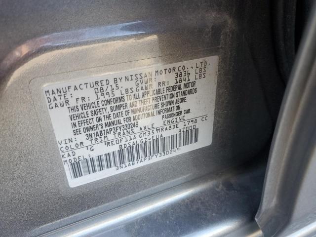 3N1AB7AP3FY330249 - 2015 NISSAN SENTRA S BLACK photo 12