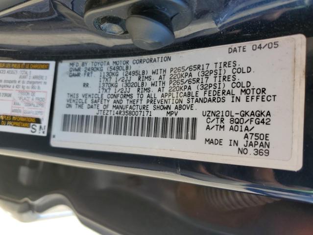 JTEZT14R358007171 - 2005 TOYOTA 4RUNNER SR5 BLUE photo 13