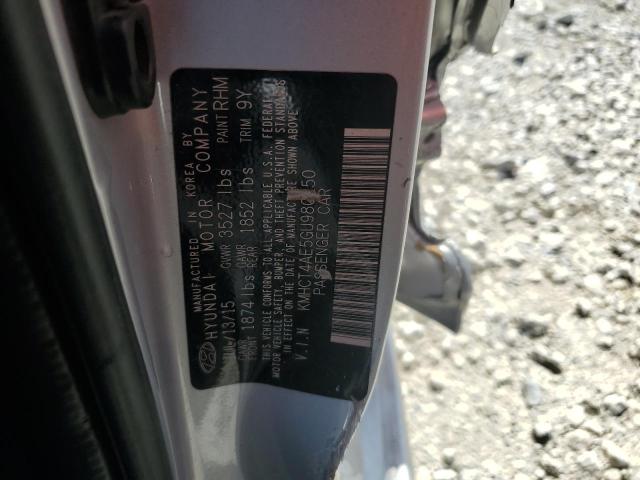 KMHCT4AE5GU980250 - 2016 HYUNDAI ACCENT SE SILVER photo 12