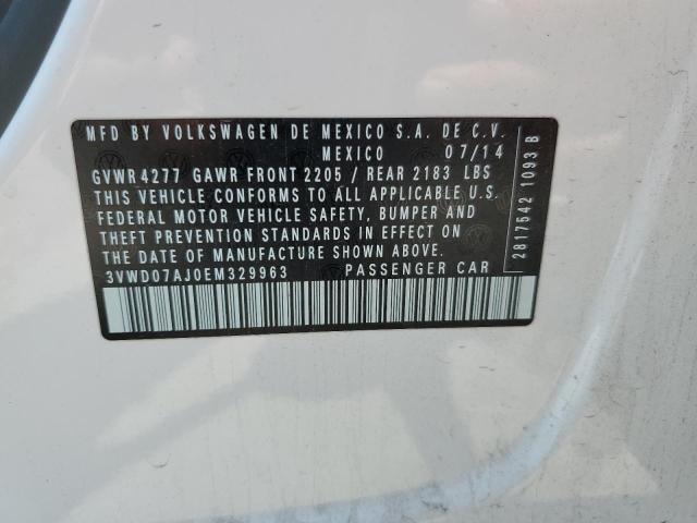 3VWD07AJ0EM329963 - 2014 VOLKSWAGEN JETTA SE WHITE photo 12