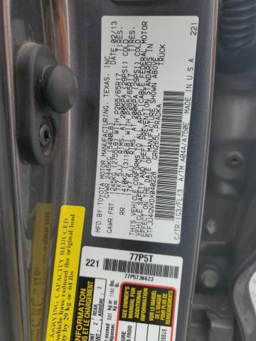 5TFJU4GNXDX040228 - 2013 TOYOTA TACOMA DOUBLE CAB PRERUNNER GRAY photo 12