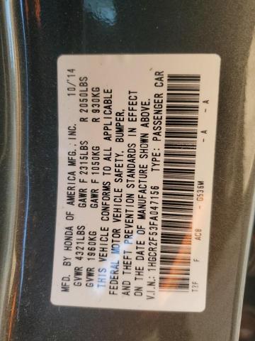 1HGCR2F53FA047156 - 2015 HONDA ACCORD SPORT 黑色 照片 12