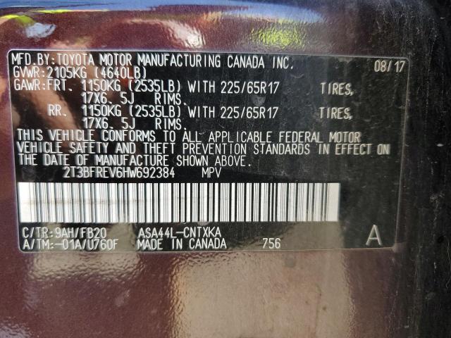 2T3BFREV6HW692384 - 2017 TOYOTA RAV4 LE PURPLE photo 14