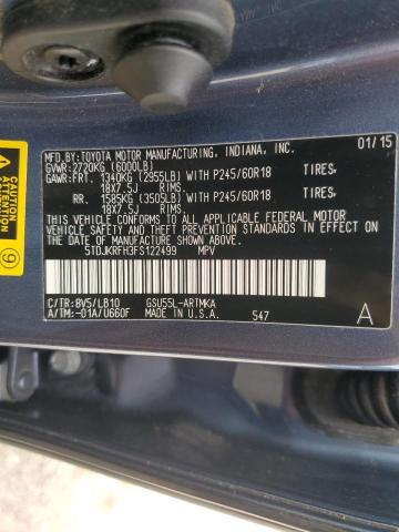 5TDJKRFH3FS122499 - 2015 TOYOTA HIGHLANDER XLE Mavi foto 13