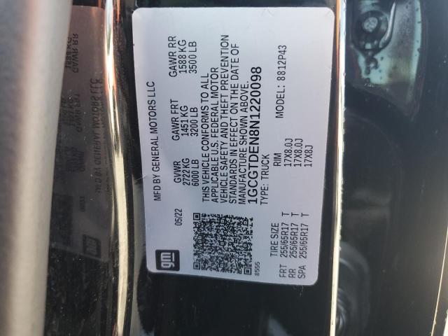 1GCGTDEN8N1220098 - 2022 CHEVROLET COLORADO Z71 BLACK photo 12