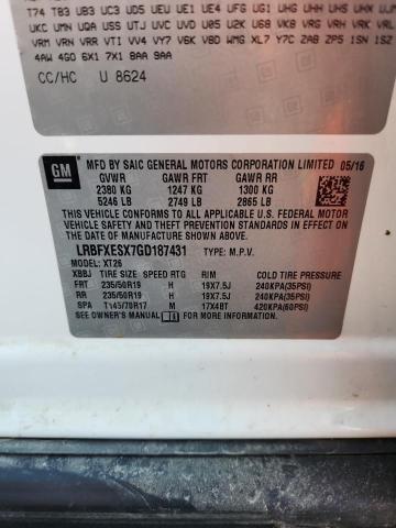 LRBFXESX7GD187431 - 2016 BUICK ENVISION PREMIUM თეთრი ფოტო 12