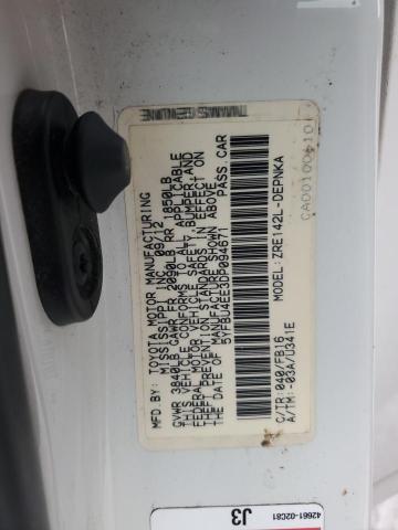 5YFBU4EE3DP094671 - 2013 TOYOTA COROLLA BASE 白色 照片 12