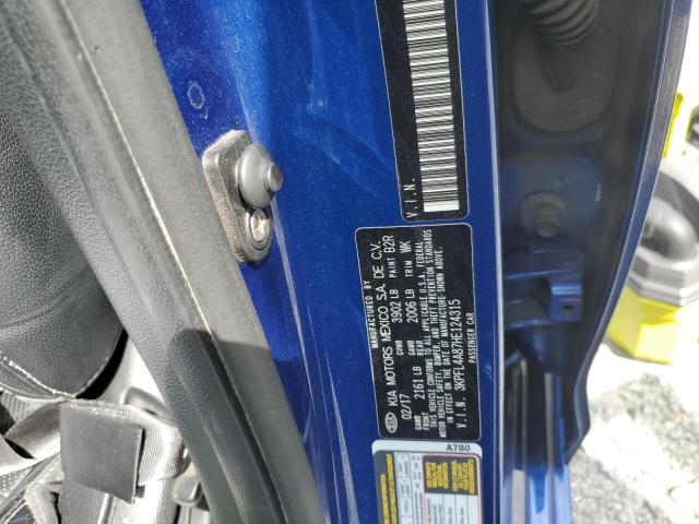 3KPFL4A87HE124315 - 2017 KIA FORTE EX BLUE photo 12