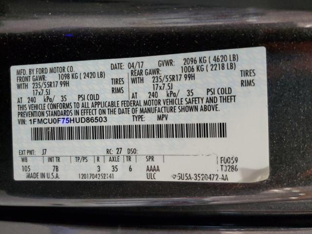 1FMCU0F75HUD86503 - 2017 FORD ESCAPE S ნაცრისფერი ფოტო 14