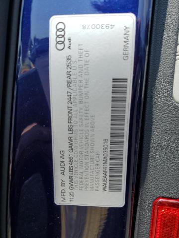 WAUEAAF41MA035016 - 2021 AUDI A4 PREMIUM PLUS 45 BLUE photo 13