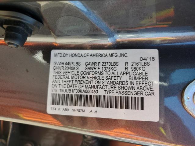 19UUB1F30KA000453 - 2019 ACURA TLX 灰色 照片 12