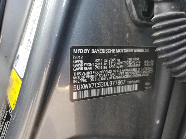 5UXWX7C53DL977867 - 2013 BMW X3 XDRIVE35I GRAY photo 13