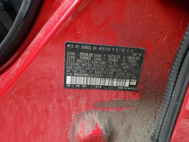 3HGGK5H80JM703744 - 2018 HONDA FIT EX Rouge photo 12