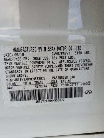 JN1EV7AR9KM553077 - 2019 INFINITI Q50 LUXE Weiß Foto 13