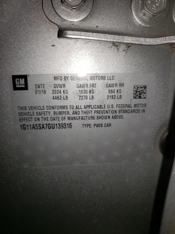 1G11A5SA7GU139316 - 2016 CHEVROLET MALIBU LIM LS თეთრი ფოტო 13