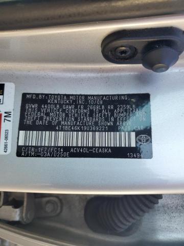 4T1BE46K19U369221 - 2009 TOYOTA CAMRY BASE SILVER photo 13