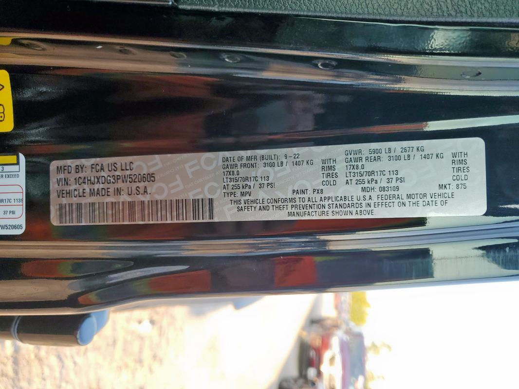 1C4HJXDG3PW520605 - 2023 JEEP WRANGLER SPORT BLACK photo 13